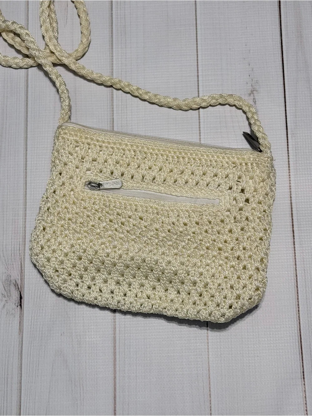 The Sak Cream Crochet Crossbody Bag with Braided Strap